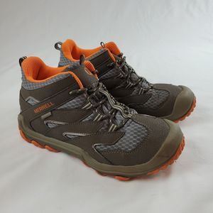 Merrell Chameleon 7 Waterproof Mid Hiking Boots Brown Orange Kids Sz 5.5M